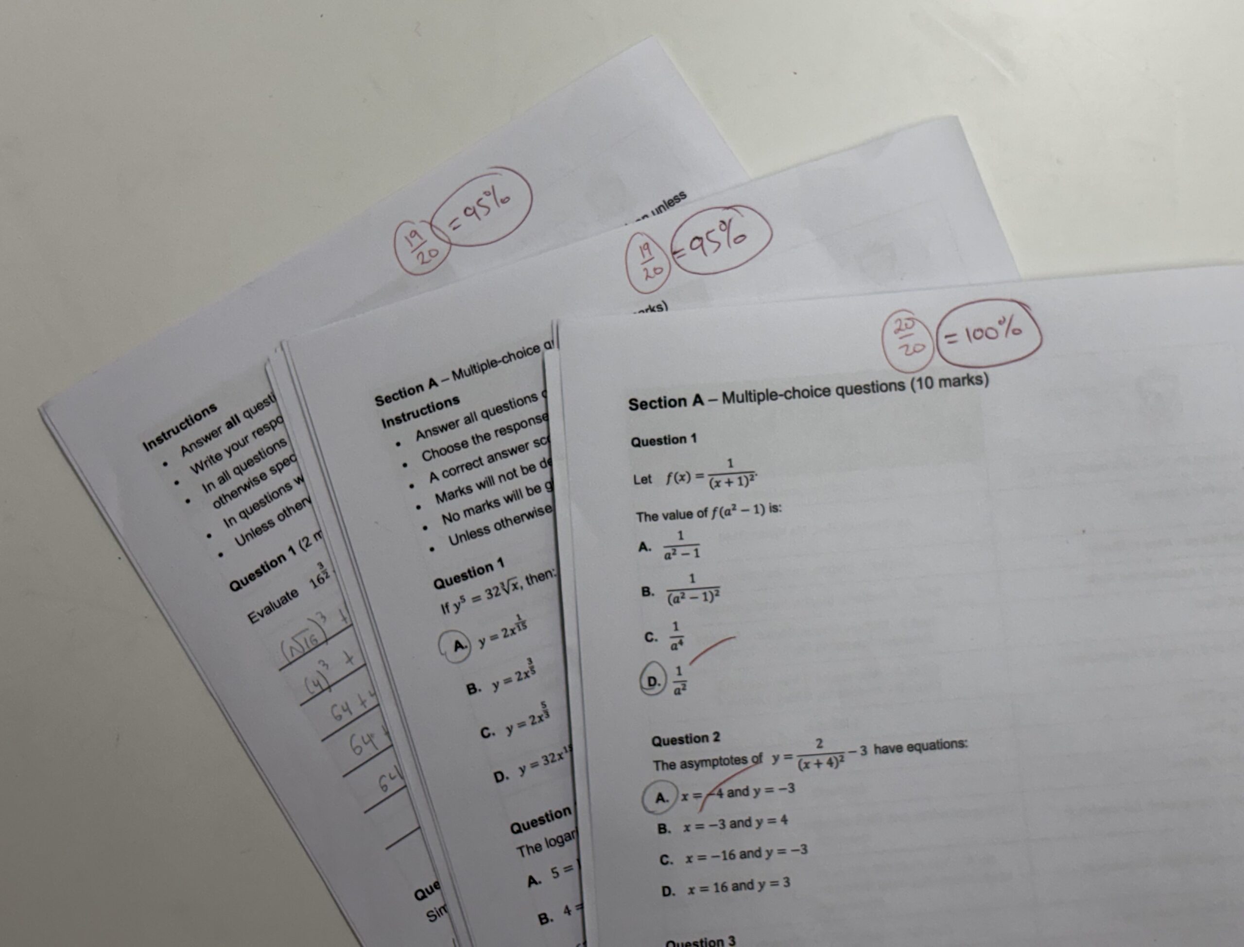 Emily's test papers